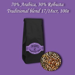 Кава зернова Traditional blend 17/18scr (Традиційний  бленд) 100г.  БЕЗКОШТОВНА ДОСТАВКА від 1кг!